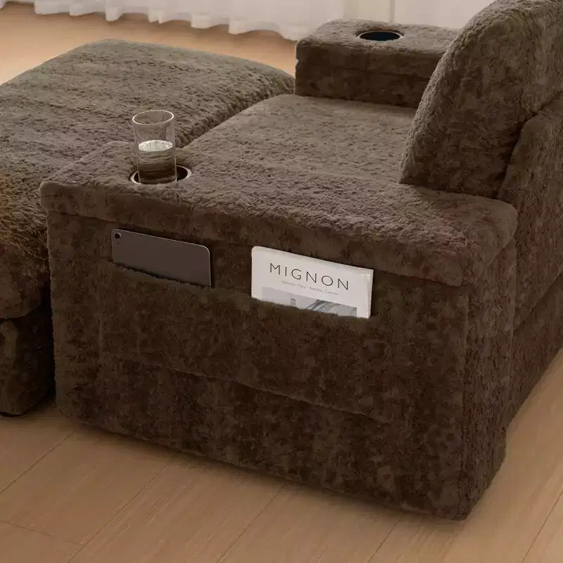 EHMKNP 42 Oversized Chaise Lounge Indoor Sofa Chair  Upholstered Deep Seat Sleeper Couch with Storage Ottoman