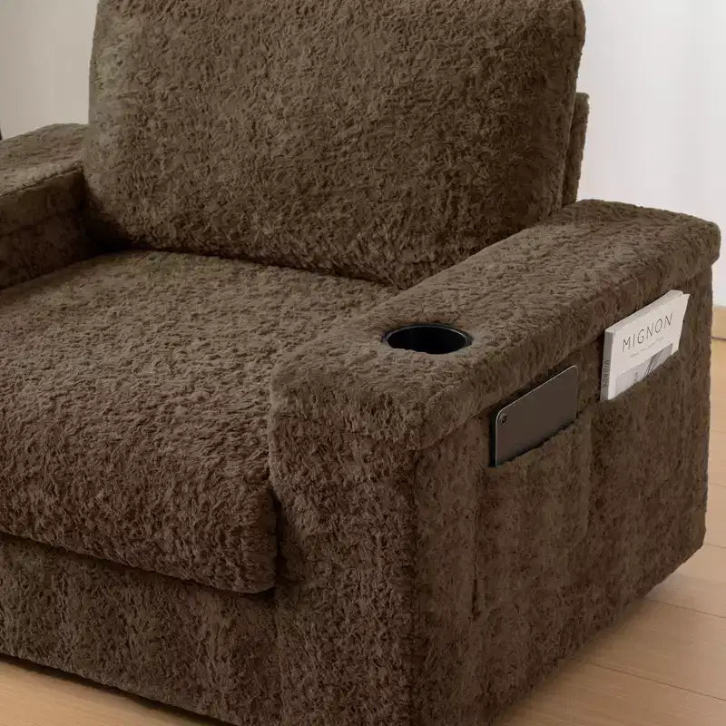 EHMKNP 42 Oversized Chaise Lounge Indoor Sofa Chair  Upholstered Deep Seat Sleeper Couch with Storage Ottoman
