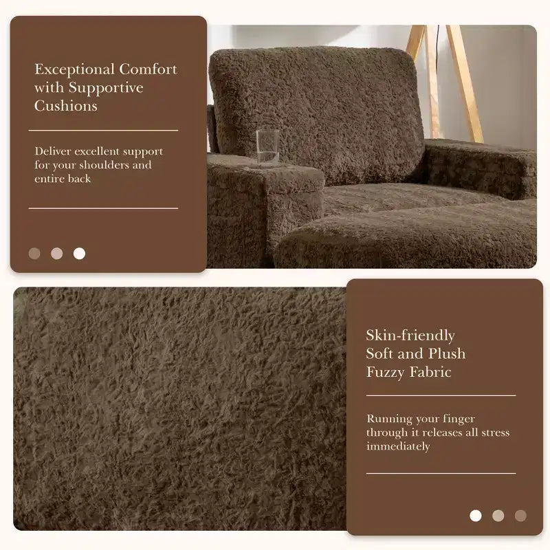 EHMKNP 42 Oversized Chaise Lounge Indoor Sofa Chair  Upholstered Deep Seat Sleeper Couch with Storage Ottoman