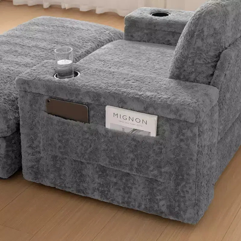 EHMKNP 42 Oversized Chaise Lounge Indoor Sofa Chair  Upholstered Deep Seat Sleeper Couch with Storage Ottoman