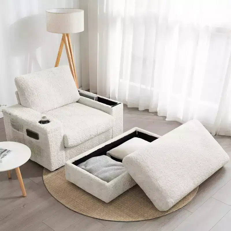 EHMKNP 42 Oversized Chaise Lounge Indoor Sofa Chair  Upholstered Deep Seat Sleeper Couch with Storage Ottoman