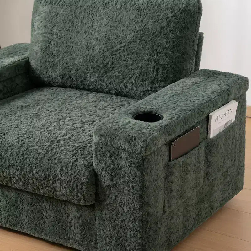 EHMKNP 42 Oversized Chaise Lounge Indoor Sofa Chair  Upholstered Deep Seat Sleeper Couch with Storage Ottoman