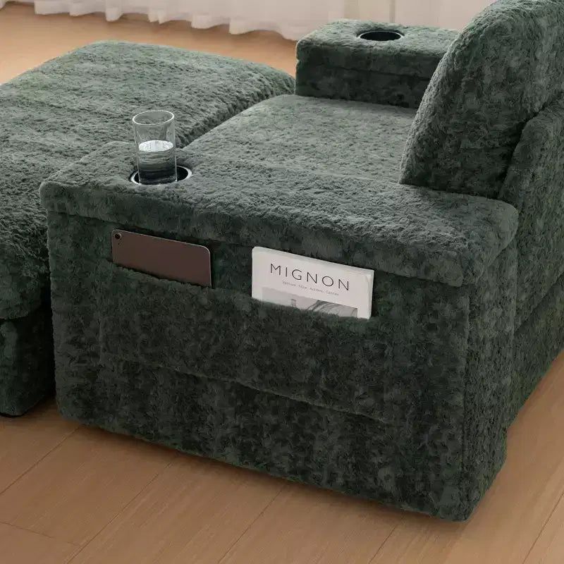 EHMKNP 42 Oversized Chaise Lounge Indoor Sofa Chair  Upholstered Deep Seat Sleeper Couch with Storage Ottoman