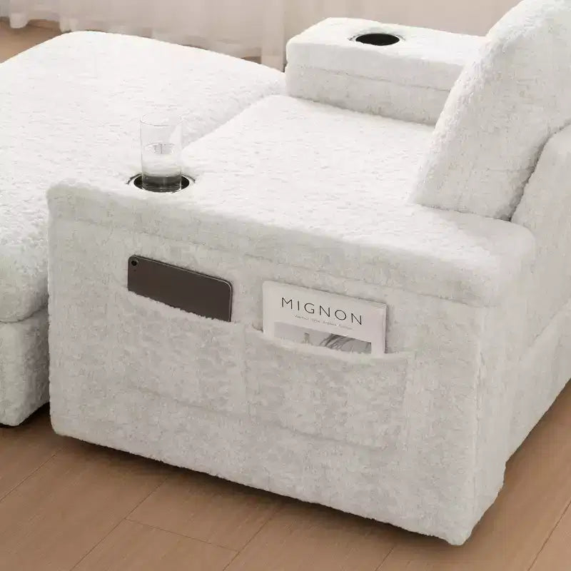 EHMKNP 42 Oversized Chaise Lounge Indoor Sofa Chair  Upholstered Deep Seat Sleeper Couch with Storage Ottoman