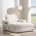 EHMKNP 42 Oversized Chaise Lounge Indoor Sofa Chair  Upholstered Deep Seat Sleeper Couch with Storage Ottoman