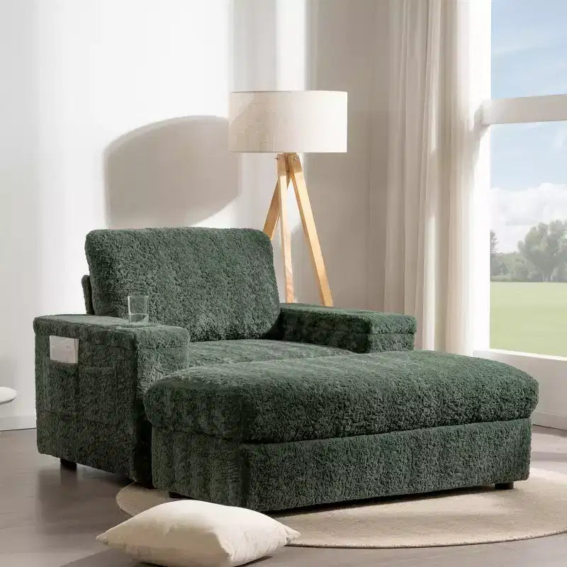 EHMKNP 42 Tumbona Diván Sofá Individual Tapizado con Asiento Profundo Sofá Cama con Otomana de Almacenamiento