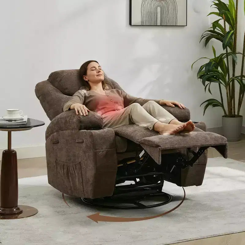 Recliner Chair, 360 Swivel Rocker Recliner Chair for Adults with Massage and Heat, Electric Glider Rocking Chairs