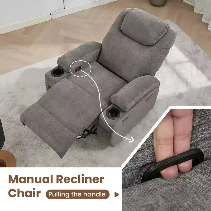 Recliner Chair, 360 Swivel Rocker Recliner Chair for Adults with Massage and Heat, Electric Glider Rocking Chairs