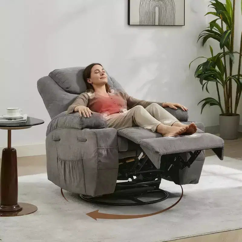 Recliner Chair, 360 Swivel Rocker Recliner Chair for Adults with Massage and Heat, Electric Glider Rocking Chairs