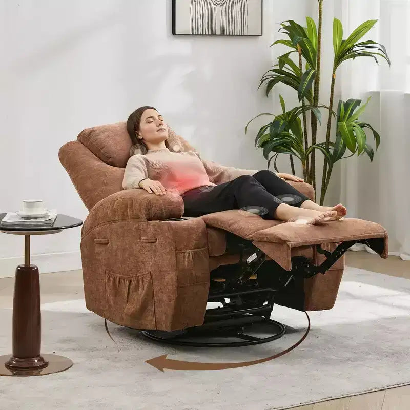 Recliner Chair, 360 Swivel Rocker Recliner Chair for Adults with Massage and Heat, Electric Glider Rocking Chairs