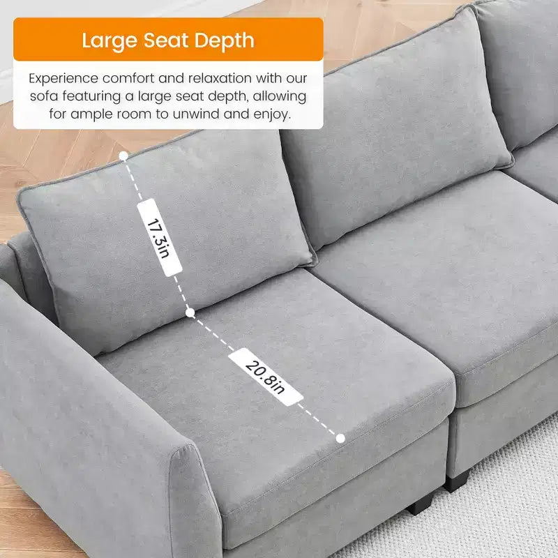 Soft Cover Beveled Edge Combination SofaConvertible Sectional Sofa Couch,