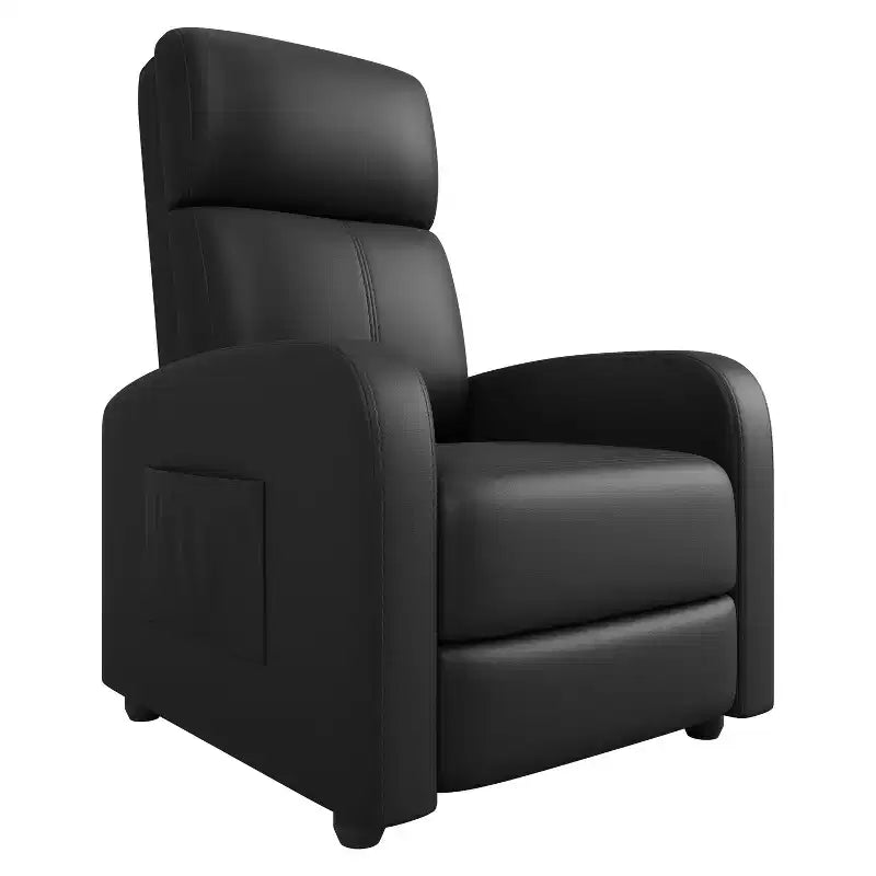 Recliner Chair for Adults, PU Leather Lazy Recliner Ergonomic Adjustable Single Sofa Enhanced with Side Pocket
