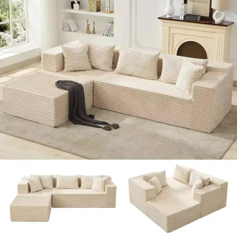 Modular Sectional Sofa Cloud Sectional Couch, 106 Comfy Fluffy L Shaped Black Couches for Living Room,Oversized Sofa Sleeper with Deep Seat