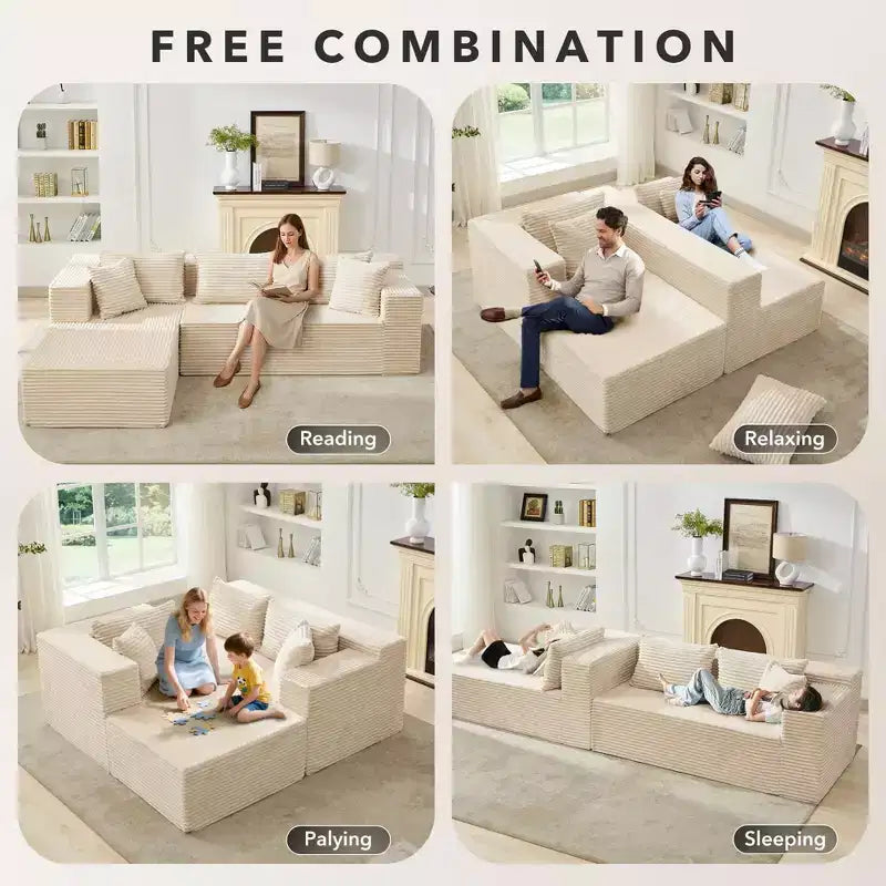 Modular Sectional Sofa Cloud Sectional Couch, 106 Comfy Fluffy L Shaped Black Couches for Living Room,Oversized Sofa Sleeper with Deep Seat