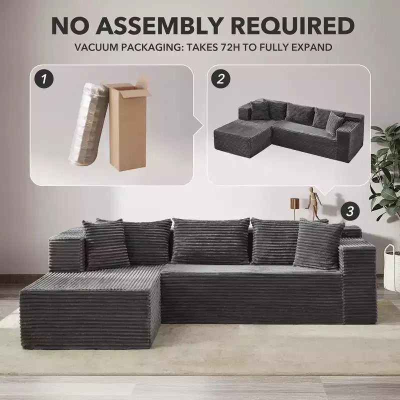 Modular Sectional Sofa Cloud Sectional Couch, 106 Comfy Fluffy L Shaped Black Couches for Living Room,Oversized Sofa Sleeper with Deep Seat
