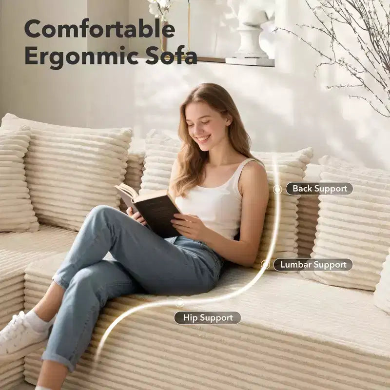 Modular Sectional Sofa Cloud Sectional Couch, 106 Comfy Fluffy L Shaped Black Couches for Living Room,Oversized Sofa Sleeper with Deep Seat