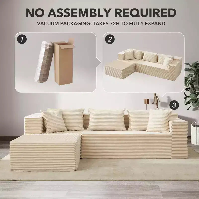 Modular Sectional Sofa Cloud Sectional Couch, 106 Comfy Fluffy L Shaped Black Couches for Living Room,Oversized Sofa Sleeper with Deep Seat