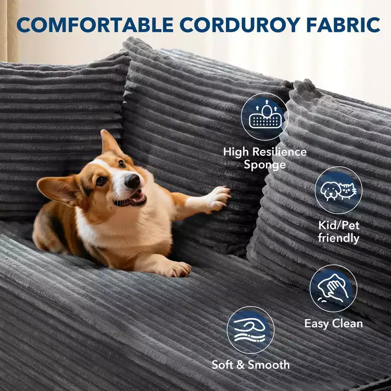 Modular Sectional Sofa - Couch with Chaise, Corduroy Couch, l Shaped Couches for Living Room