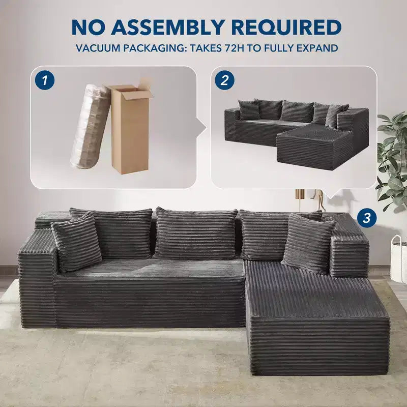 Modular Sectional Sofa - Couch with Chaise, Corduroy Couch, l Shaped Couches for Living Room