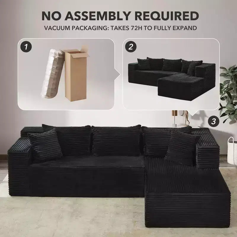 Modular Sectional Sofa - Couch with Chaise, Corduroy Couch, l Shaped Couches for Living Room
