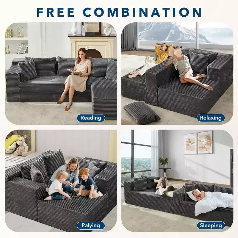 Modular Sectional Sofa - Couch with Chaise, Corduroy Couch, l Shaped Couches for Living Room