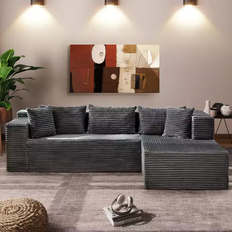 Sofá Modular Seccional - Sofá con Chaise, Sofá de Pana, Sofás en Forma de L para Sala de Estar