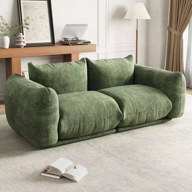 Sofá modular Love Seat de tela de chenilla, sofá tipo nube de 2 plazas con esponja de alta resiliencia, sofá sin estructura para espacios pequeños, para apartamento u oficina