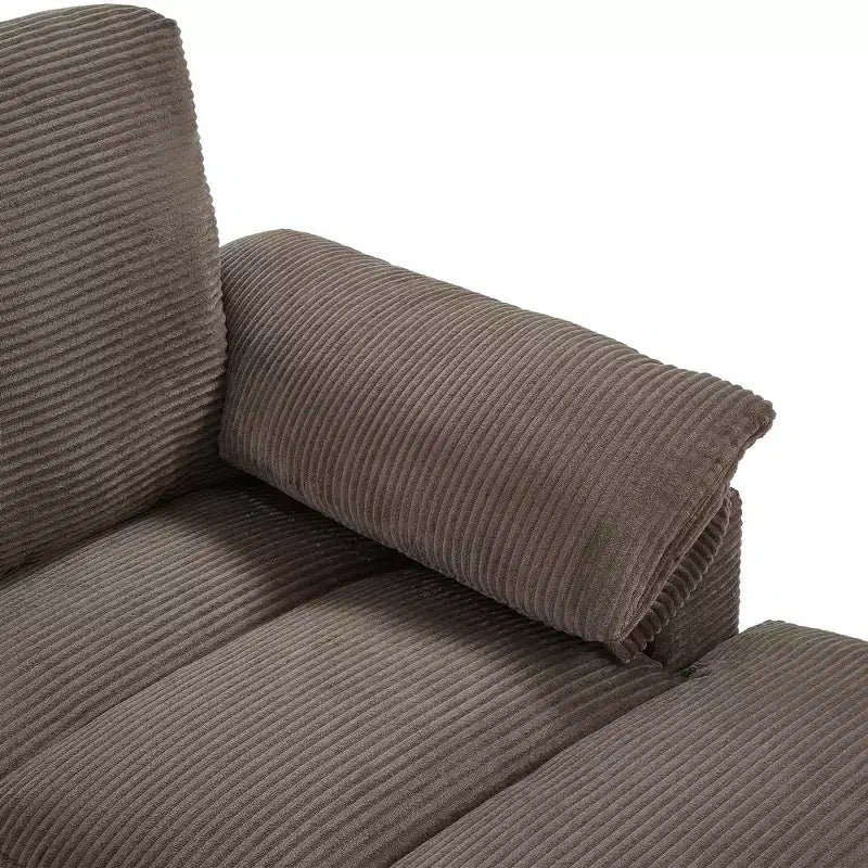 Polibi U-Shaped Corduroy Sectional Sofa with Hidden Storage Ottomans, USB Console & Cup Holders