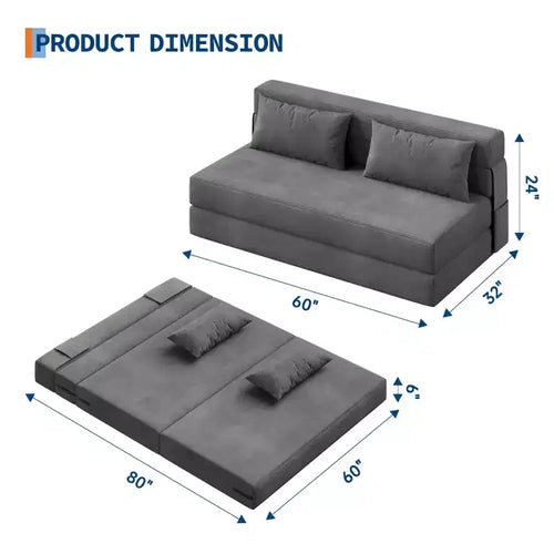 Sofá Cama y Sillón Plegable 4 en 1 - Sofá Biplaza Convertible, Sofá Cama Plegable con Almohada, Tumbona con Botones para Sala de Estar y Dormitorio