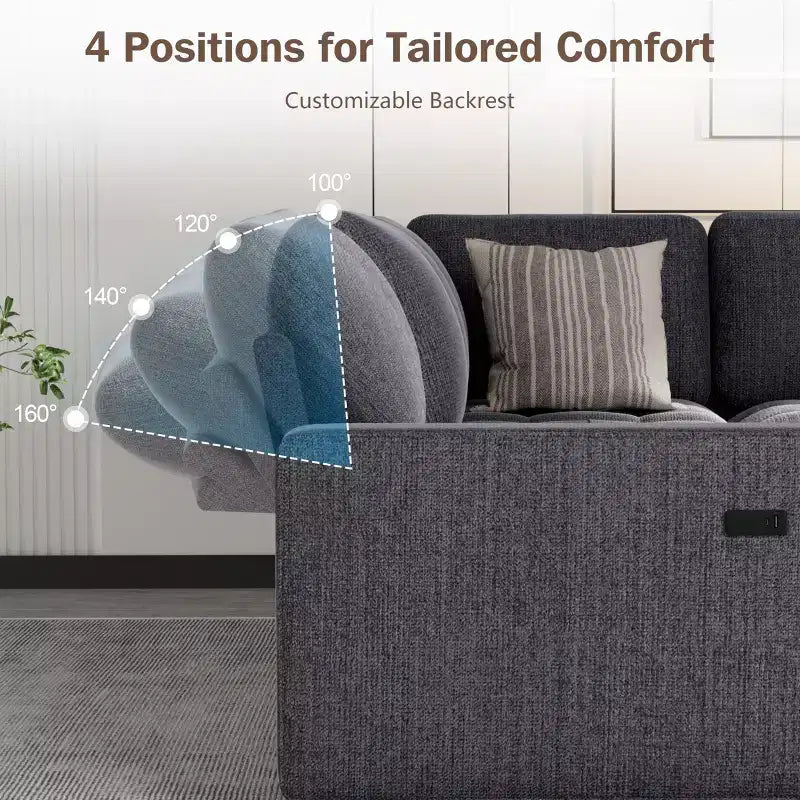 Dyonery 5 Seat L Shaped Modular Sectional Sofa with Pull Out Bed, USB Ports, Adjustable Backrest & Storage, Tool-Free Assembly