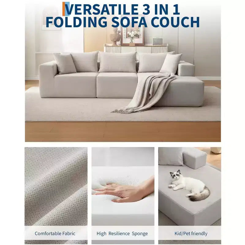 108 Modular Cloud Sectional Couch with L-Shape Chaise, Modern Modular Sofa with Deep Seat, Oversized Sofa Sleeper, No Assembly Required, Left Facing