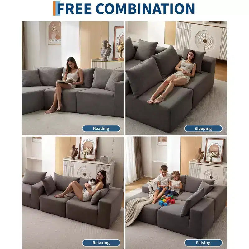 108 Modular Cloud Sectional Couch with L-Shape Chaise, Modern Modular Sofa with Deep Seat, Oversized Sofa Sleeper, No Assembly Required, Left Facing