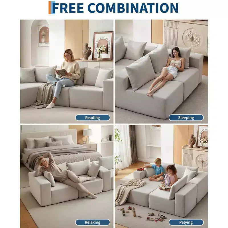 108 Modular Cloud Sectional Couch with L-Shape Chaise, Modern Modular Sofa with Deep Seat, Oversized Sofa Sleeper, No Assembly Required, Left Facing