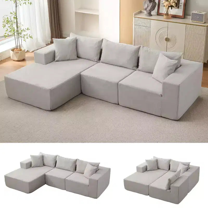 108 Modular Cloud Sectional Couch with L-Shape Chaise, Modern Modular Sofa with Deep Seat, Oversized Sofa Sleeper, No Assembly Required, Left Facing