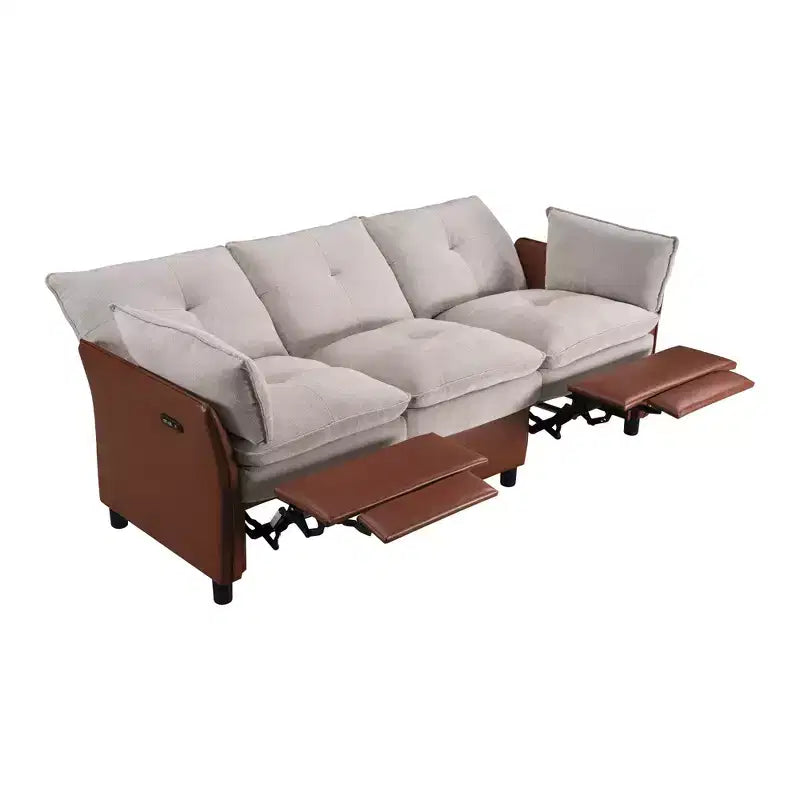Color Blocked Electric Reclining Sectional Sofa with Storage Box