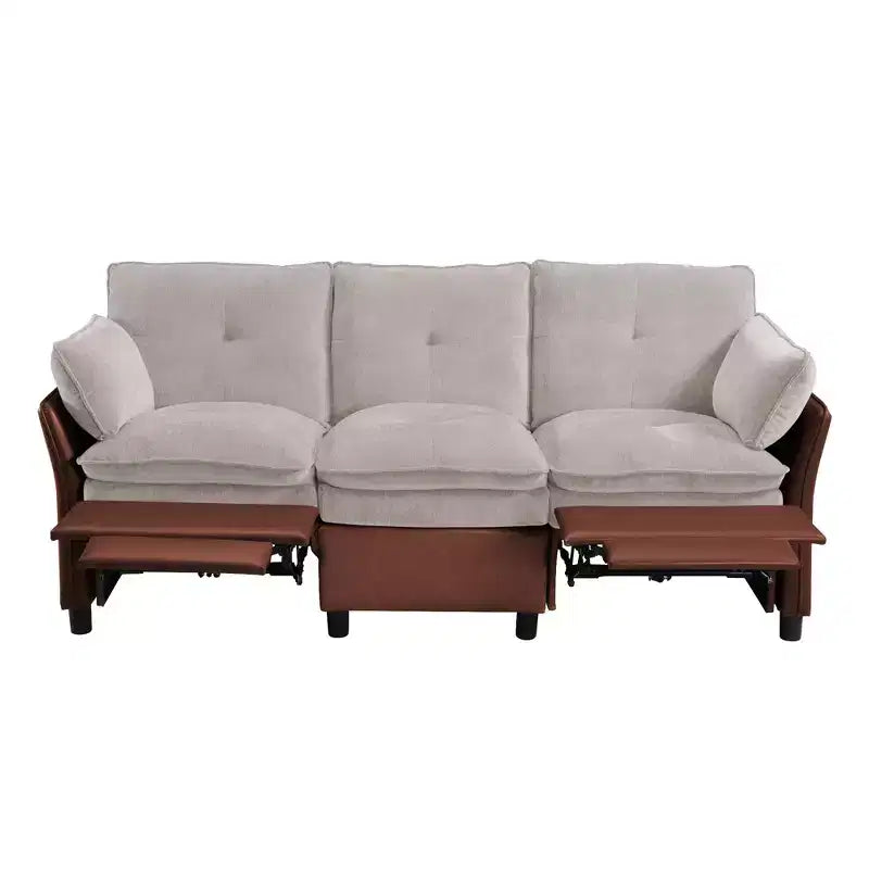 Color Blocked Electric Reclining Sectional Sofa with Storage Box