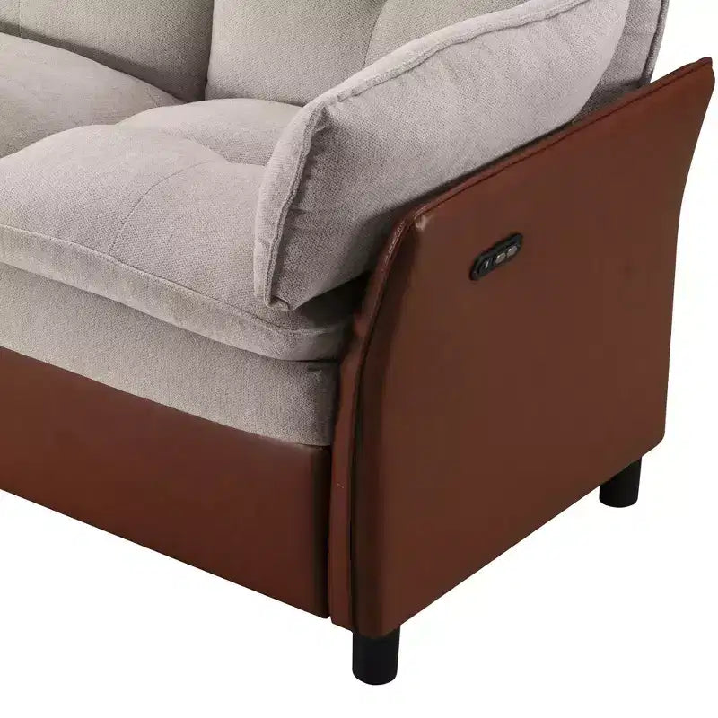 Color Blocked Electric Reclining Sectional Sofa with Storage Box