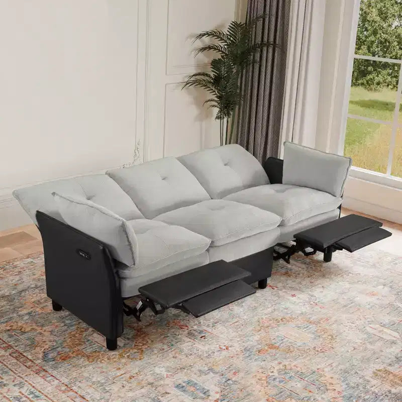 Color Blocked Electric Reclining Sectional Sofa with Storage Box