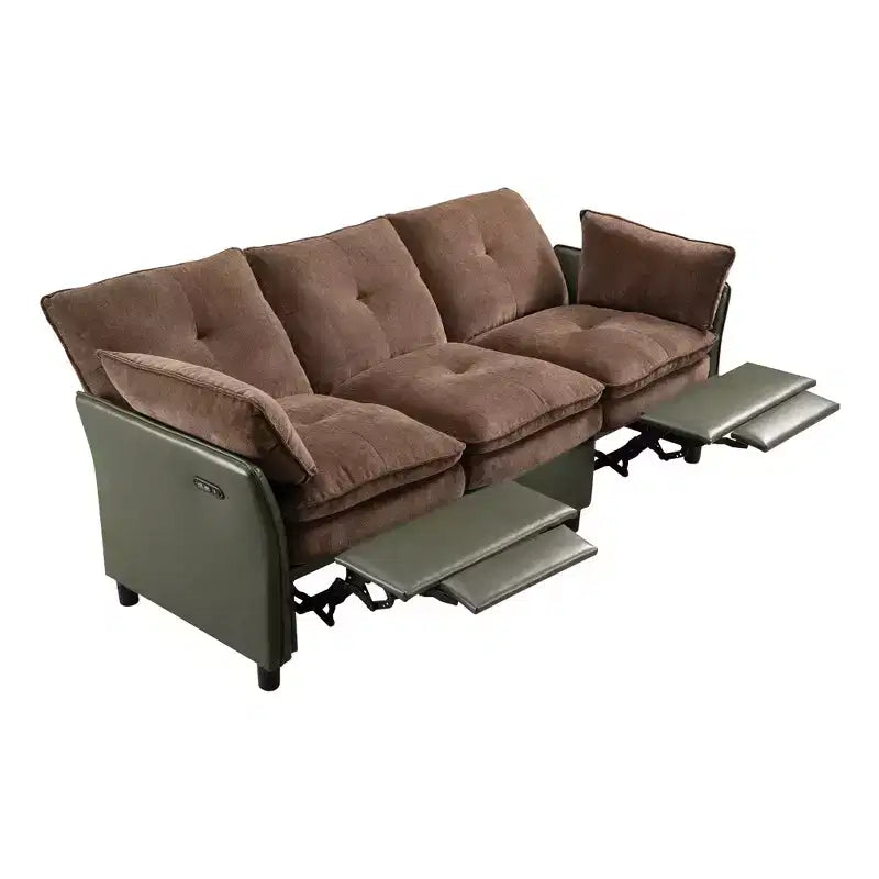 Color Blocked Electric Reclining Sectional Sofa with Storage Box