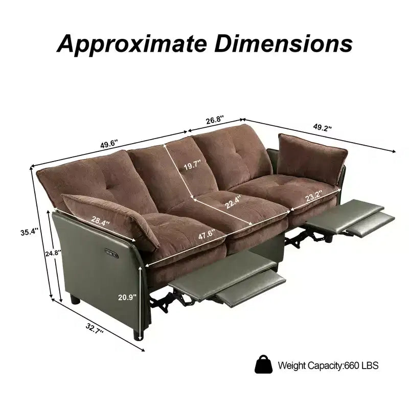 Color Blocked Electric Reclining Sectional Sofa with Storage Box
