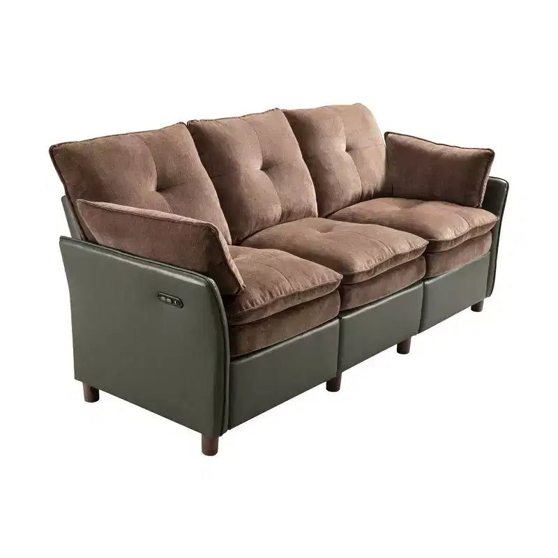 Color Blocked Electric Reclining Sectional Sofa with Storage Box
