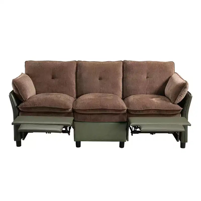 Color Blocked Electric Reclining Sectional Sofa with Storage Box
