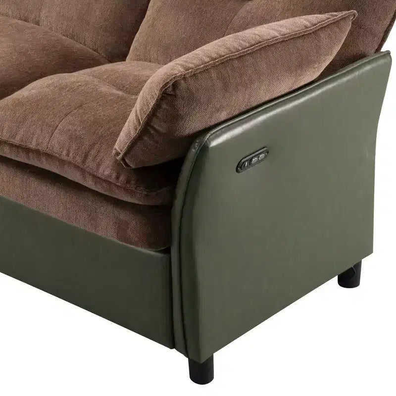 Color Blocked Electric Reclining Sectional Sofa with Storage Box
