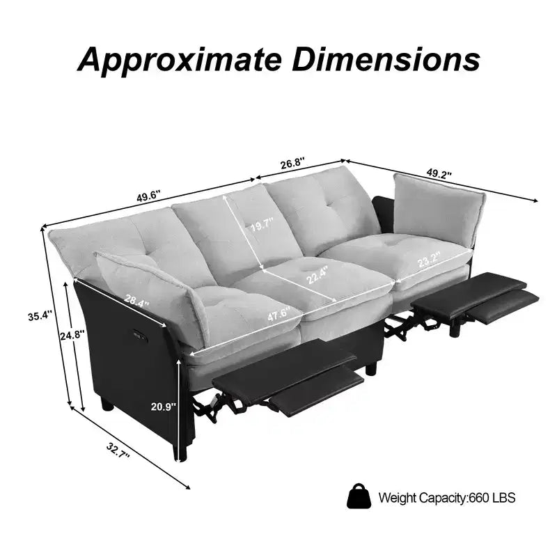 Color Blocked Electric Reclining Sectional Sofa with Storage Box