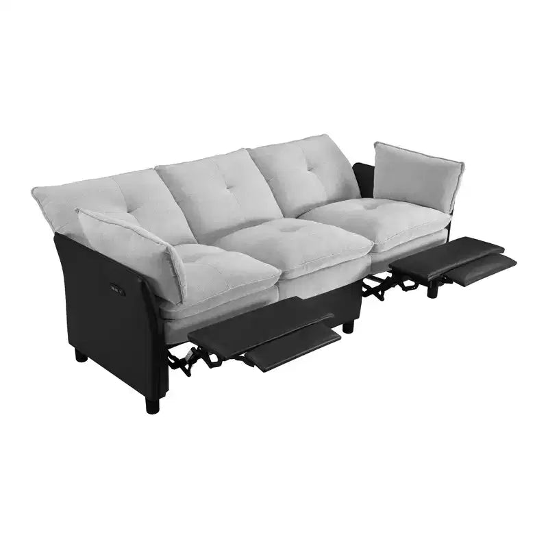 Color Blocked Electric Reclining Sectional Sofa with Storage Box