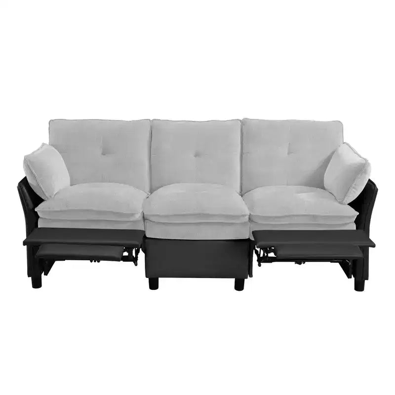 Color Blocked Electric Reclining Sectional Sofa with Storage Box