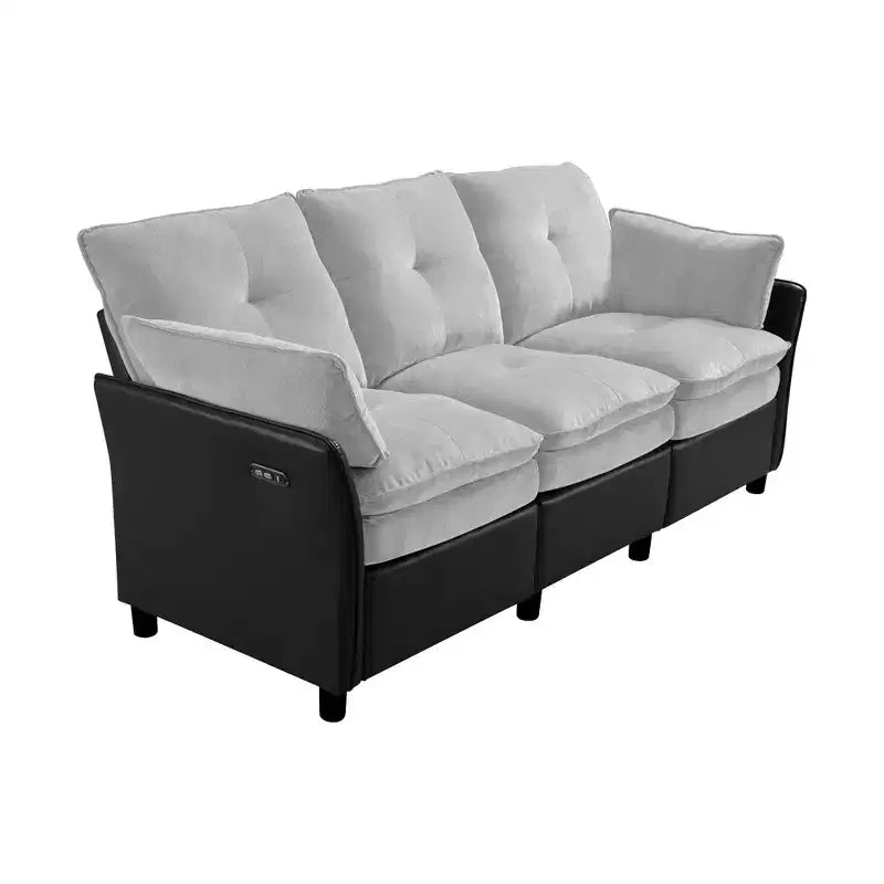 Color Blocked Electric Reclining Sectional Sofa with Storage Box