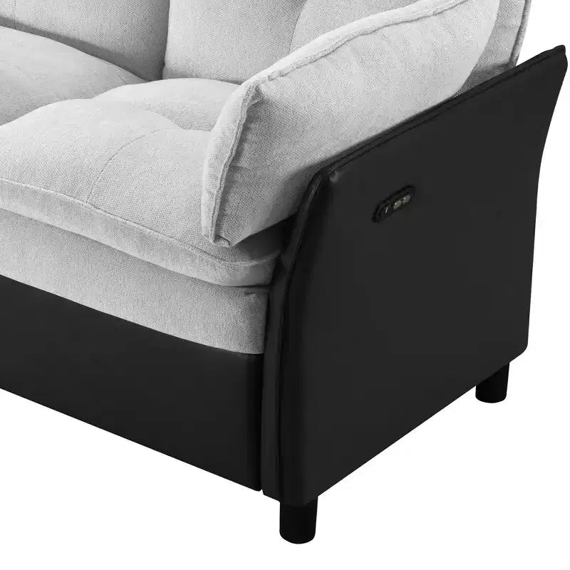 Color Blocked Electric Reclining Sectional Sofa with Storage Box