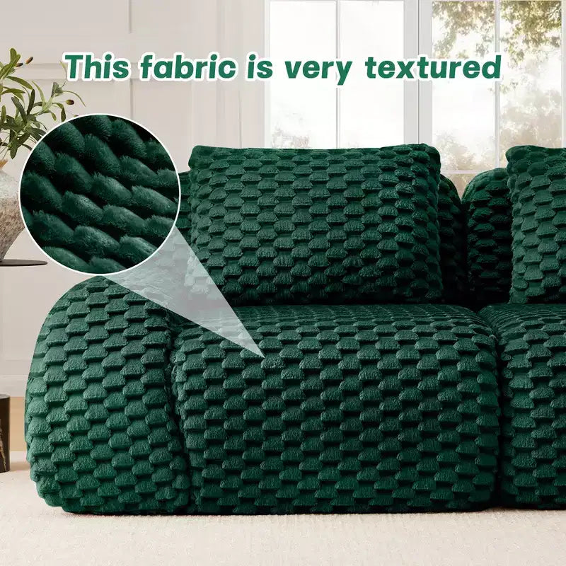146 Modular Sectional Sofa Flannelette 4-Seater Deep Seat Buckle No Assembly Green