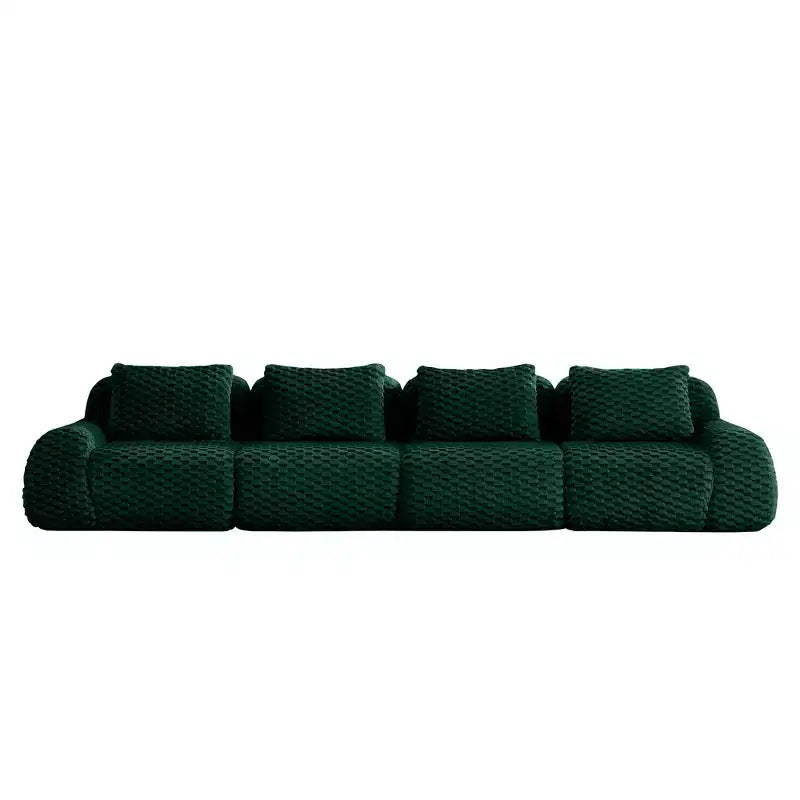 146 Modular Sectional Sofa Flannelette 4-Seater Deep Seat Buckle No Assembly Green